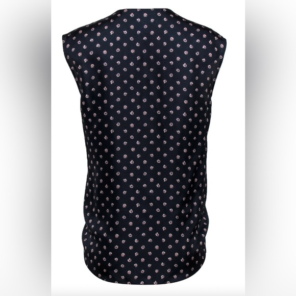 3.1 Phillip Lim Navy Silk Crossover Tank with Chainlink Print - Picture 2 of 4